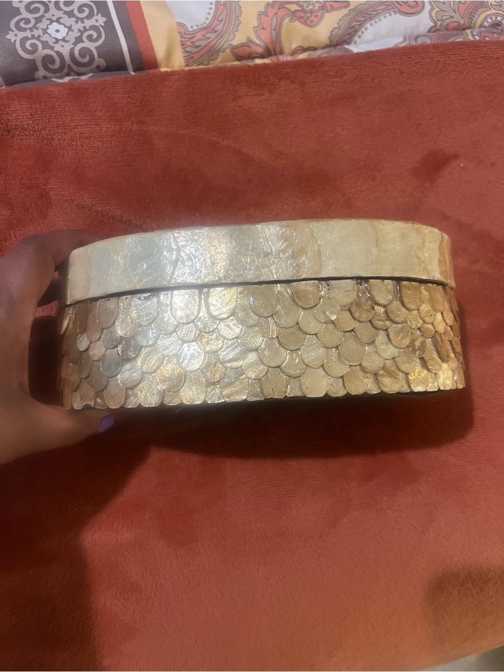 Neutral Capiz Shell Oval Jewelry Organizer Box